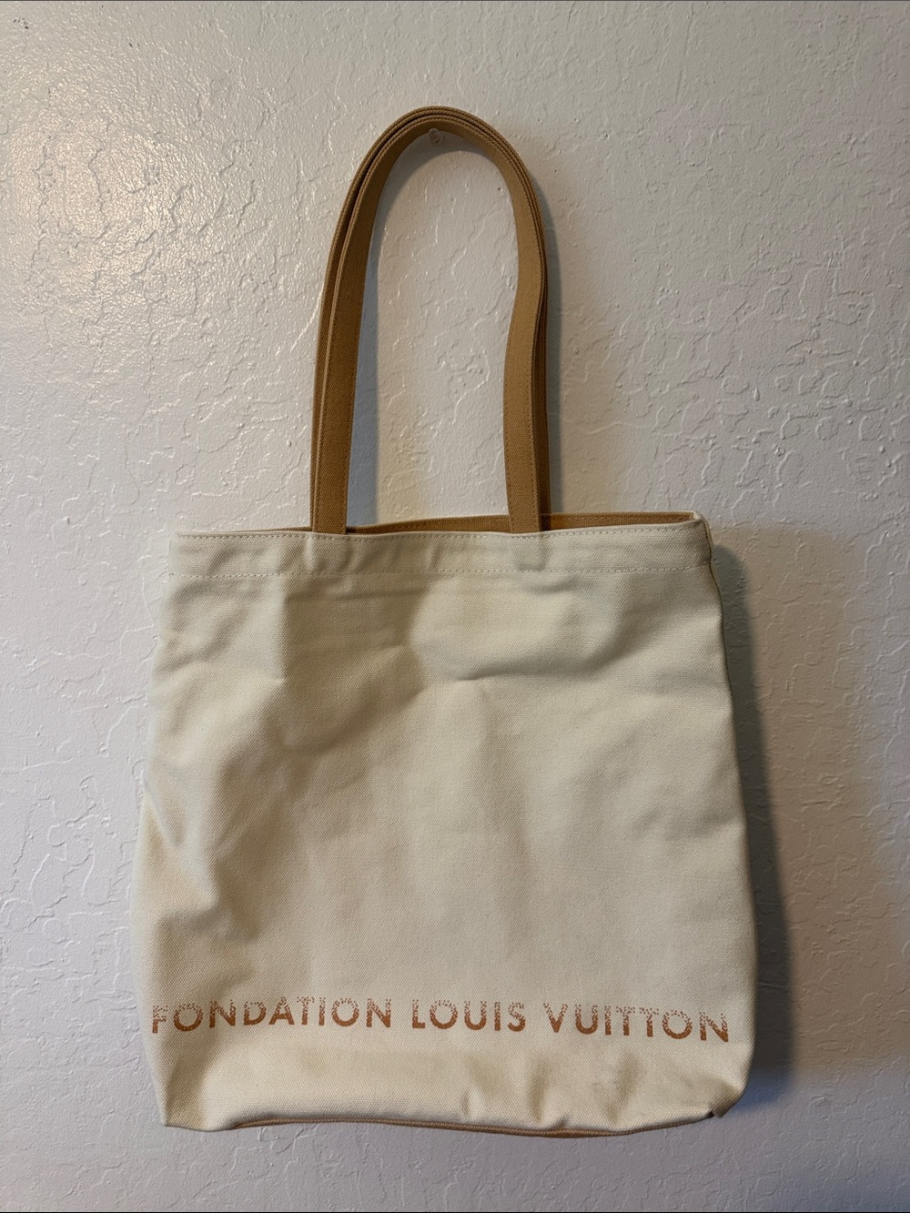 Louis Vuitton Cream Canvas Tote with Tan Handles